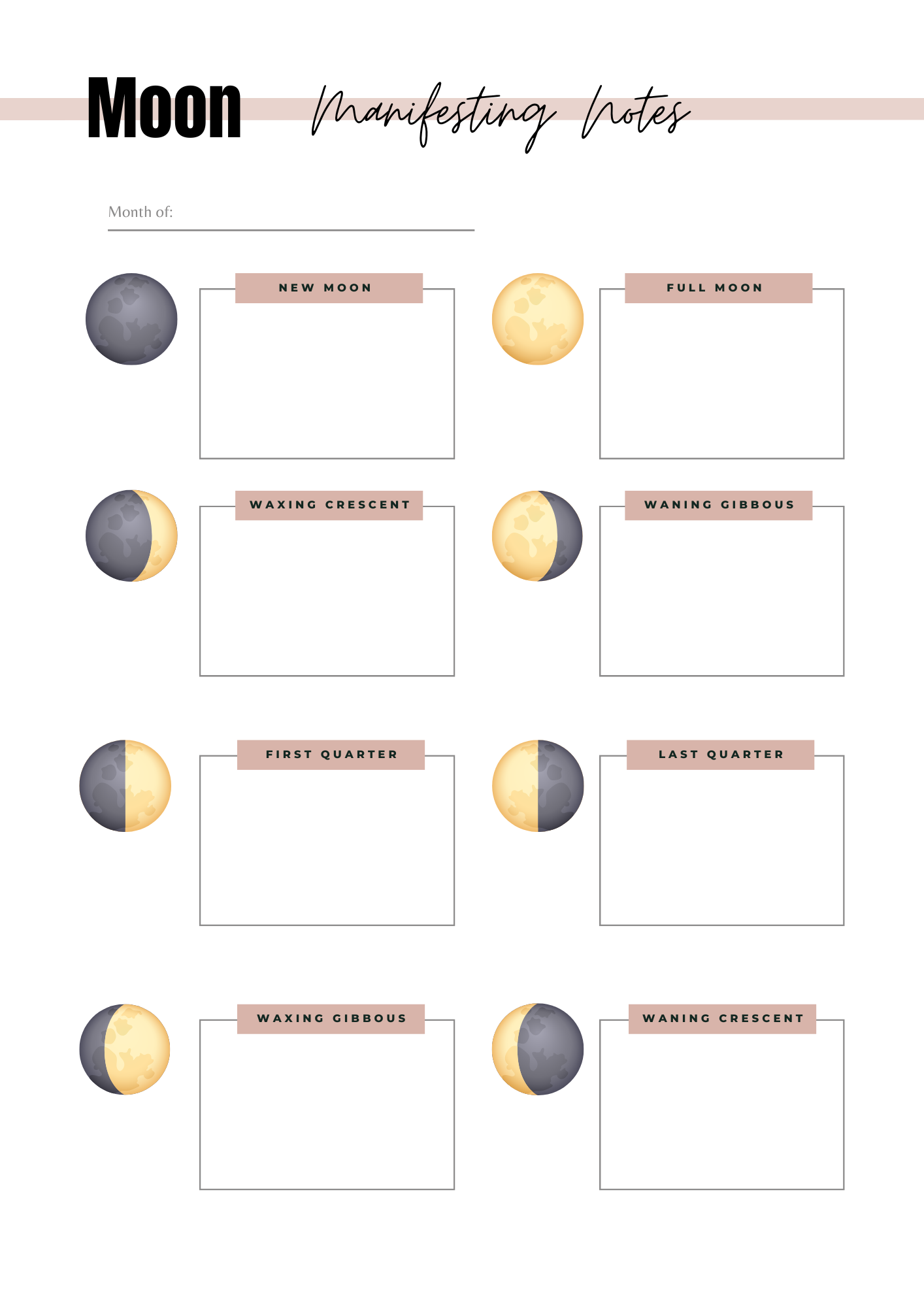 Planning Signe astrologique & Lune - Journal 23 pages