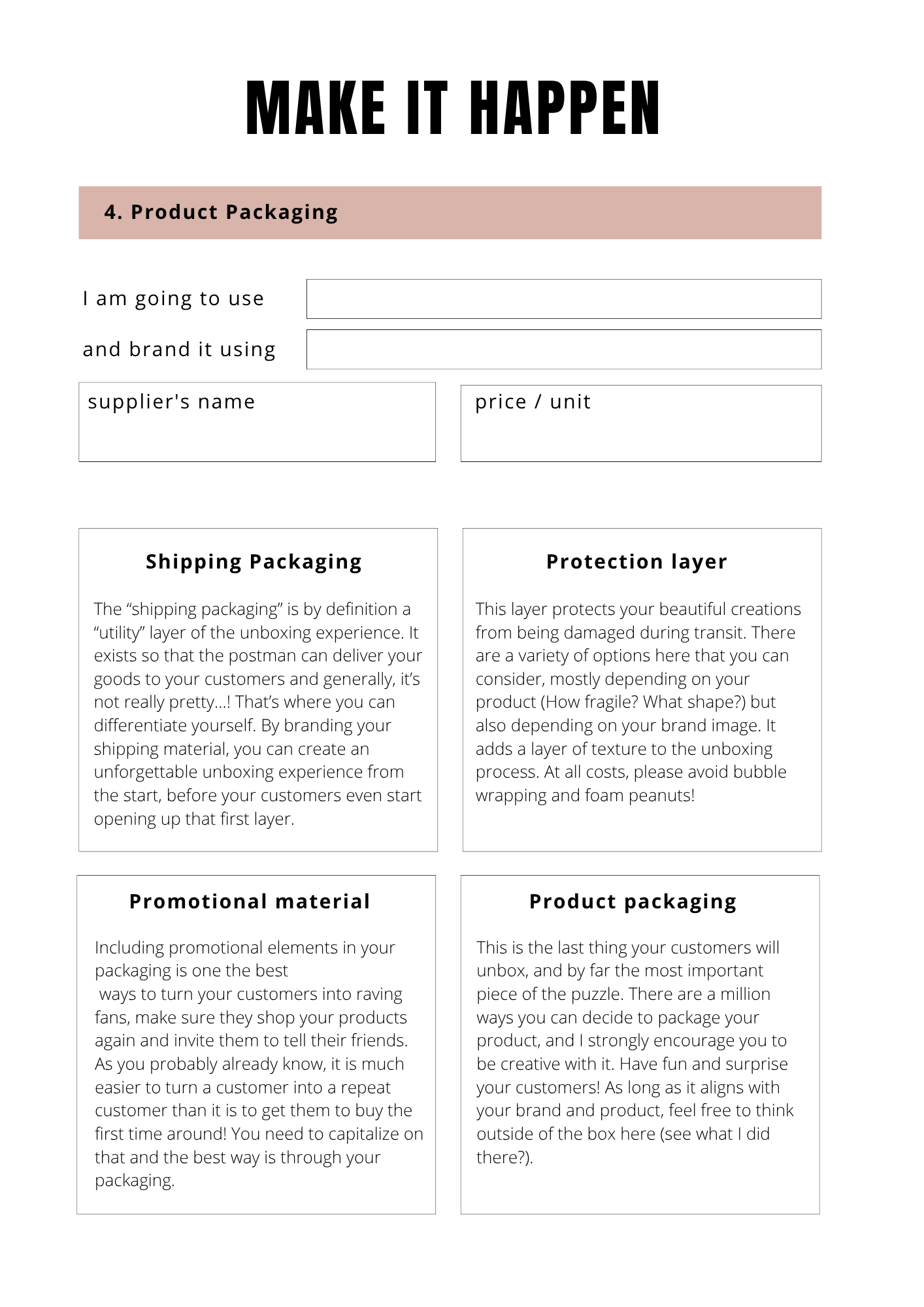 Handmade Business Planner - 45 pages - LADY BOSS TEMPLATES