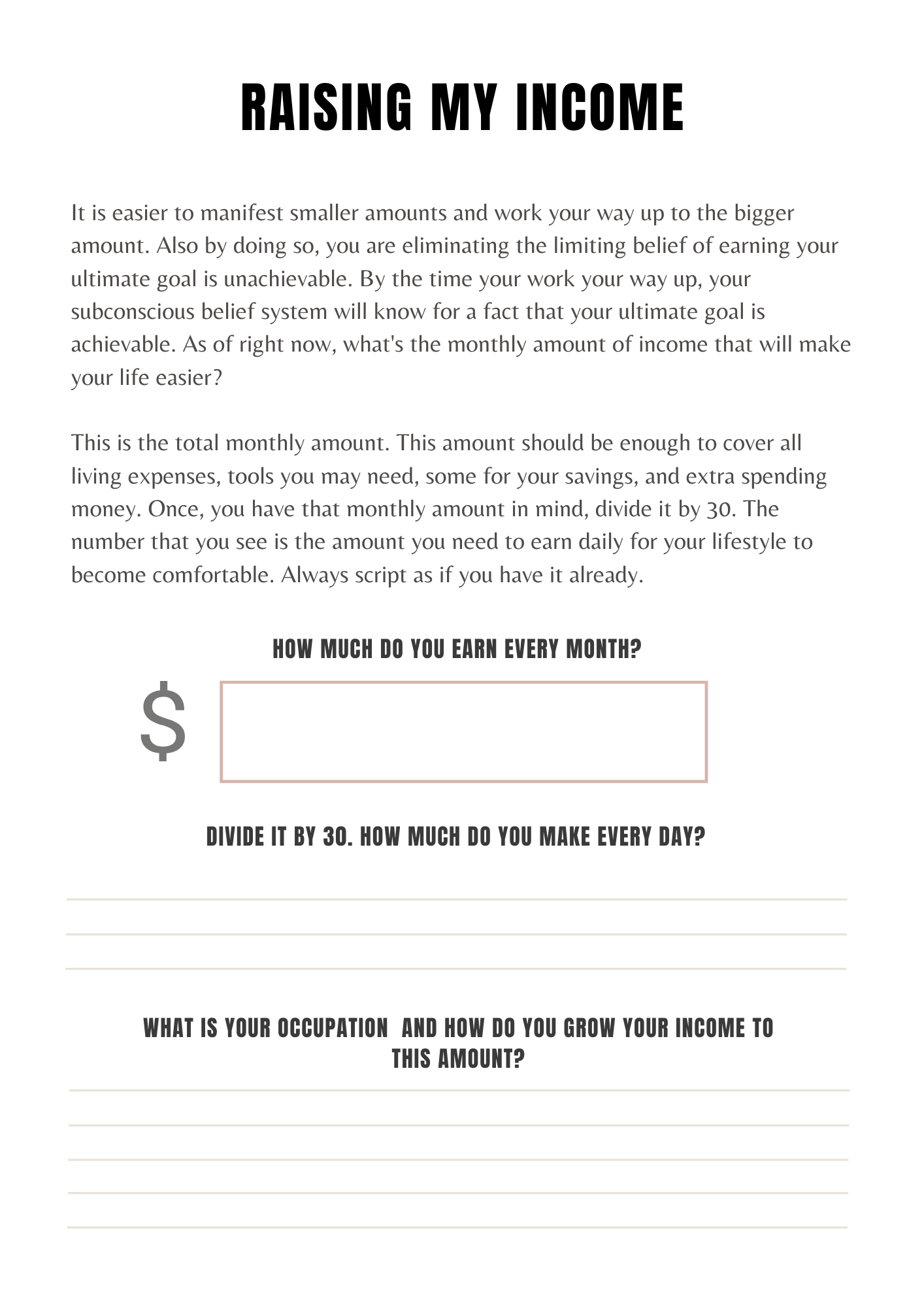 Planning Abondance & Manifestation - 41 pages - LADY BOSS TEMPLATES