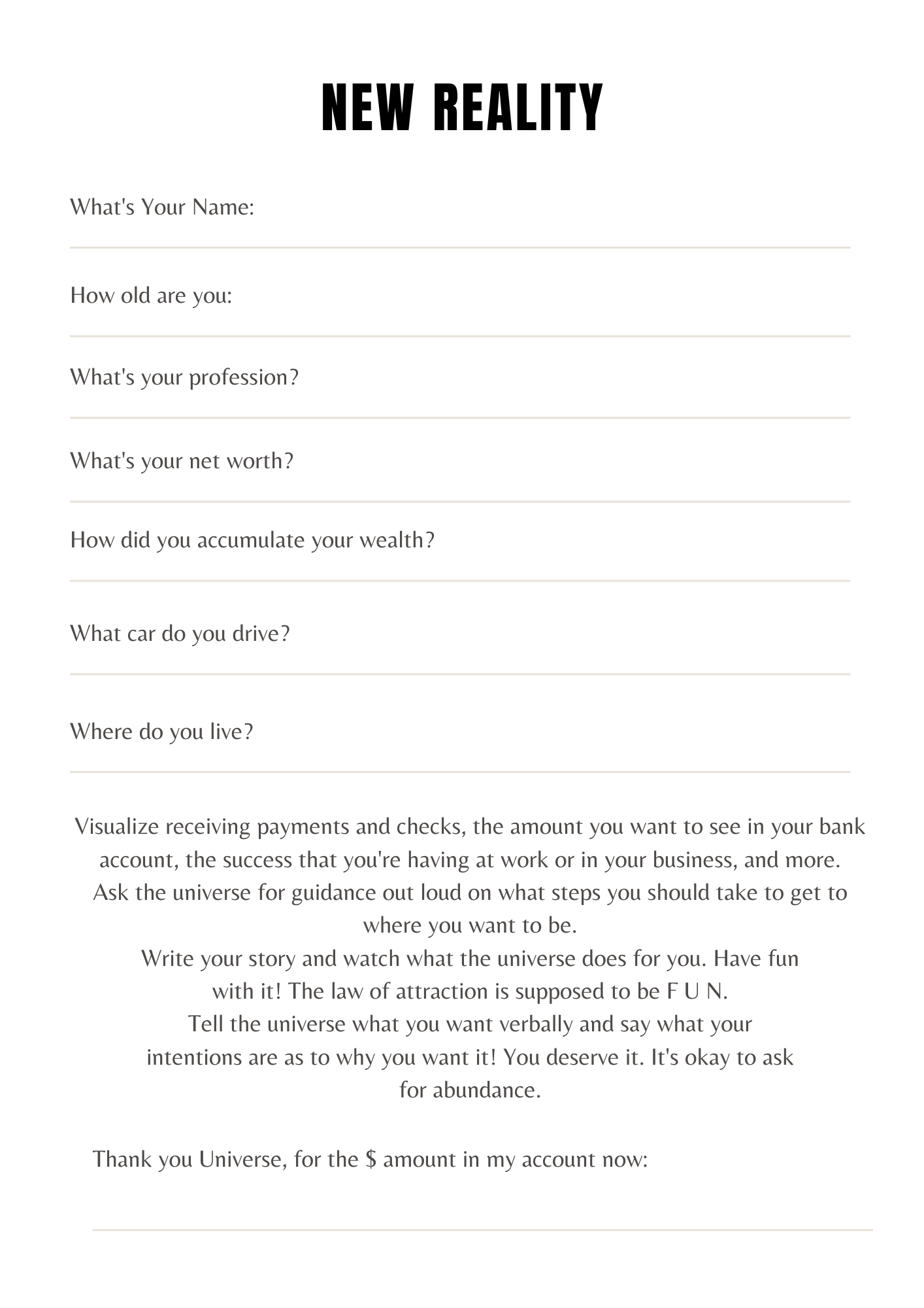 Planning Abondance & Manifestation - 41 pages - LADY BOSS TEMPLATES