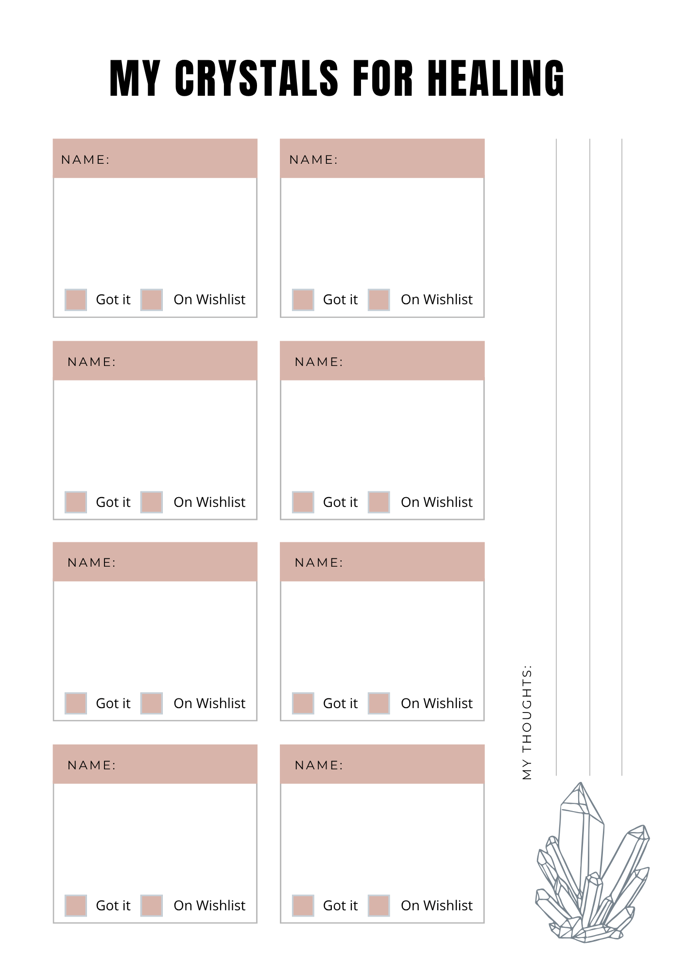 Planning Cristaux - Journal 33 pages - LADY BOSS TEMPLATES