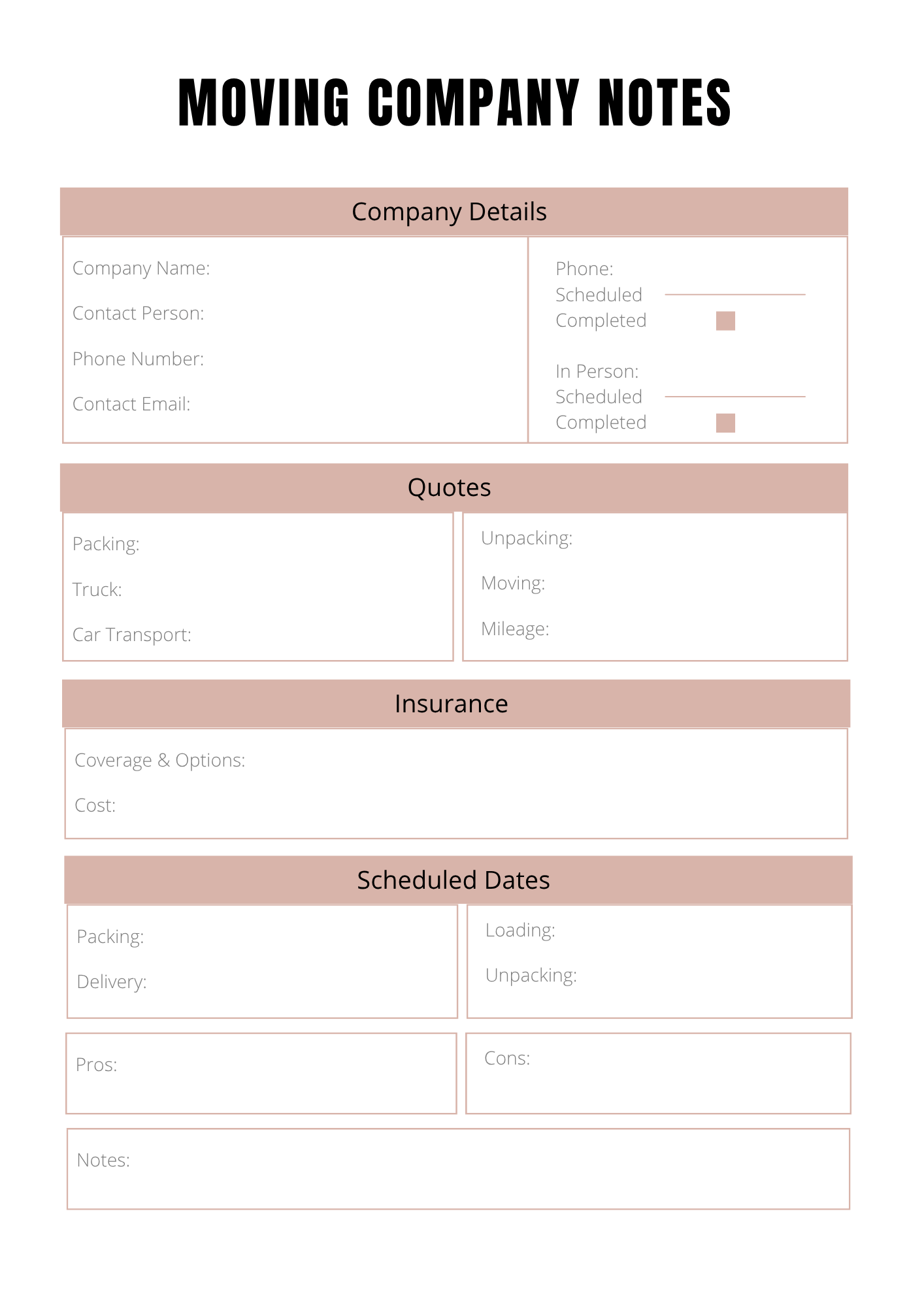 Planning Déménagement - 47 pages - LADY BOSS TEMPLATES