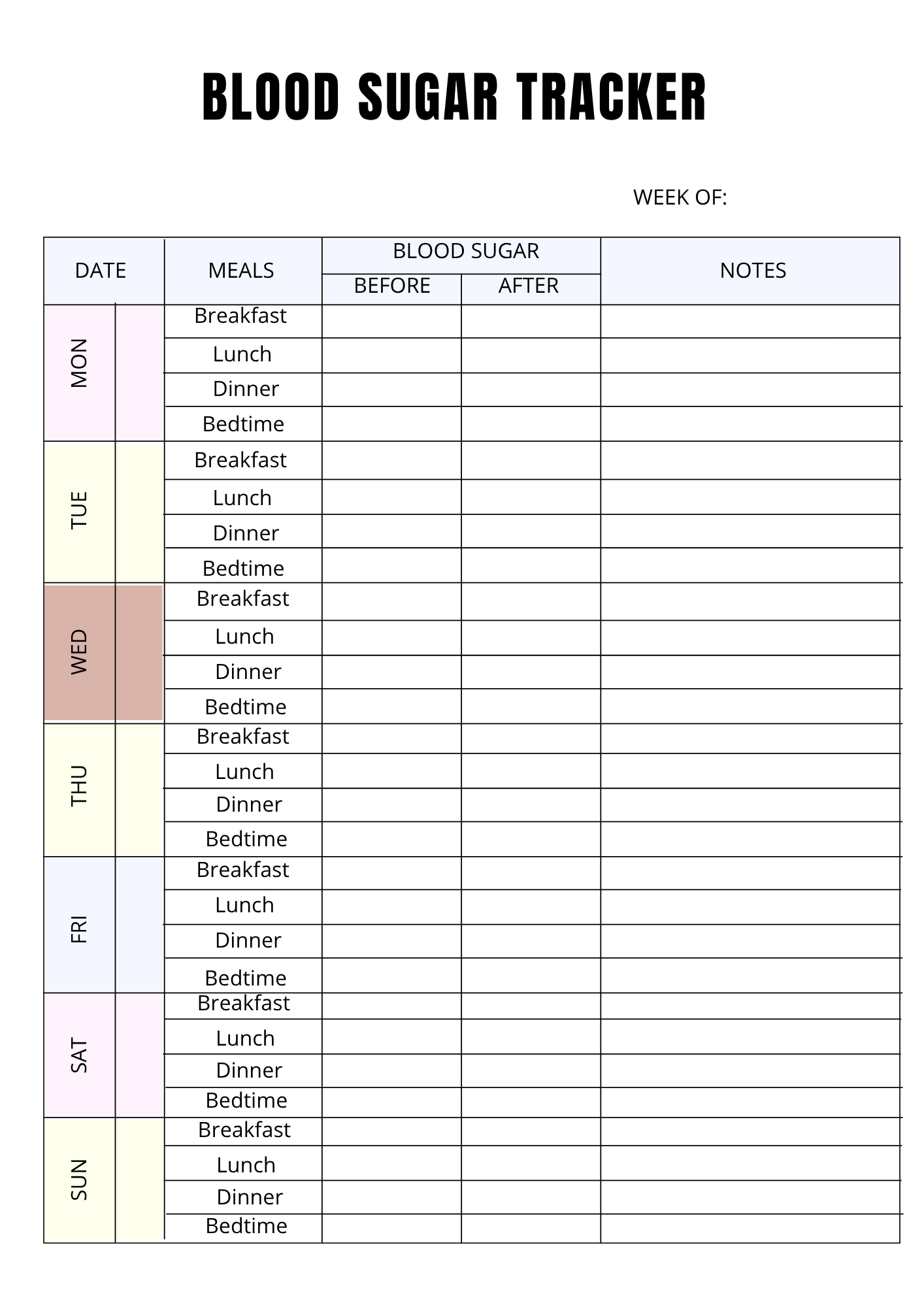 Planning Glycémie - Journal 36 pages - LADY BOSS TEMPLATES