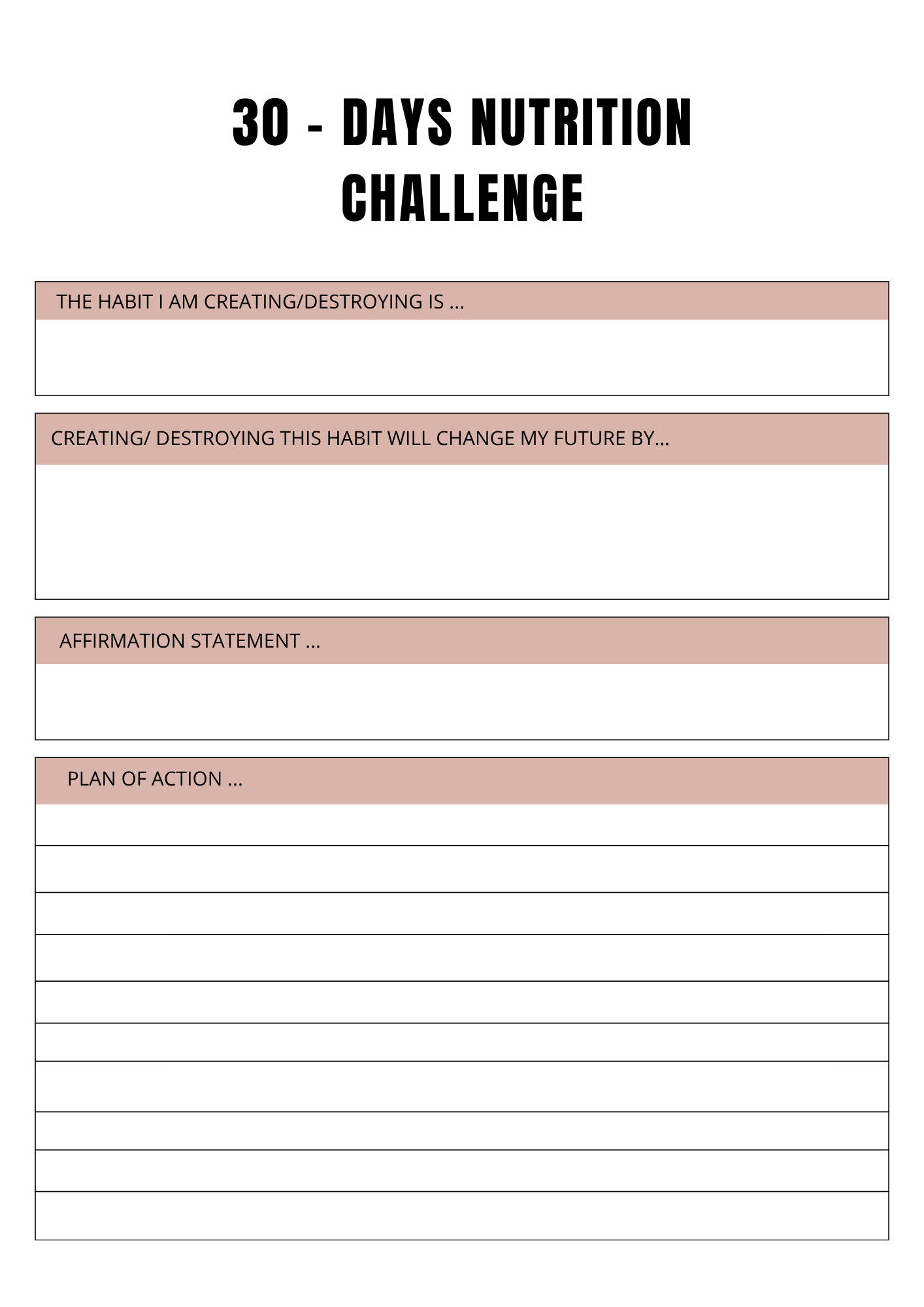 Planning Nutrition - Journal 66 pages - LADY BOSS TEMPLATES