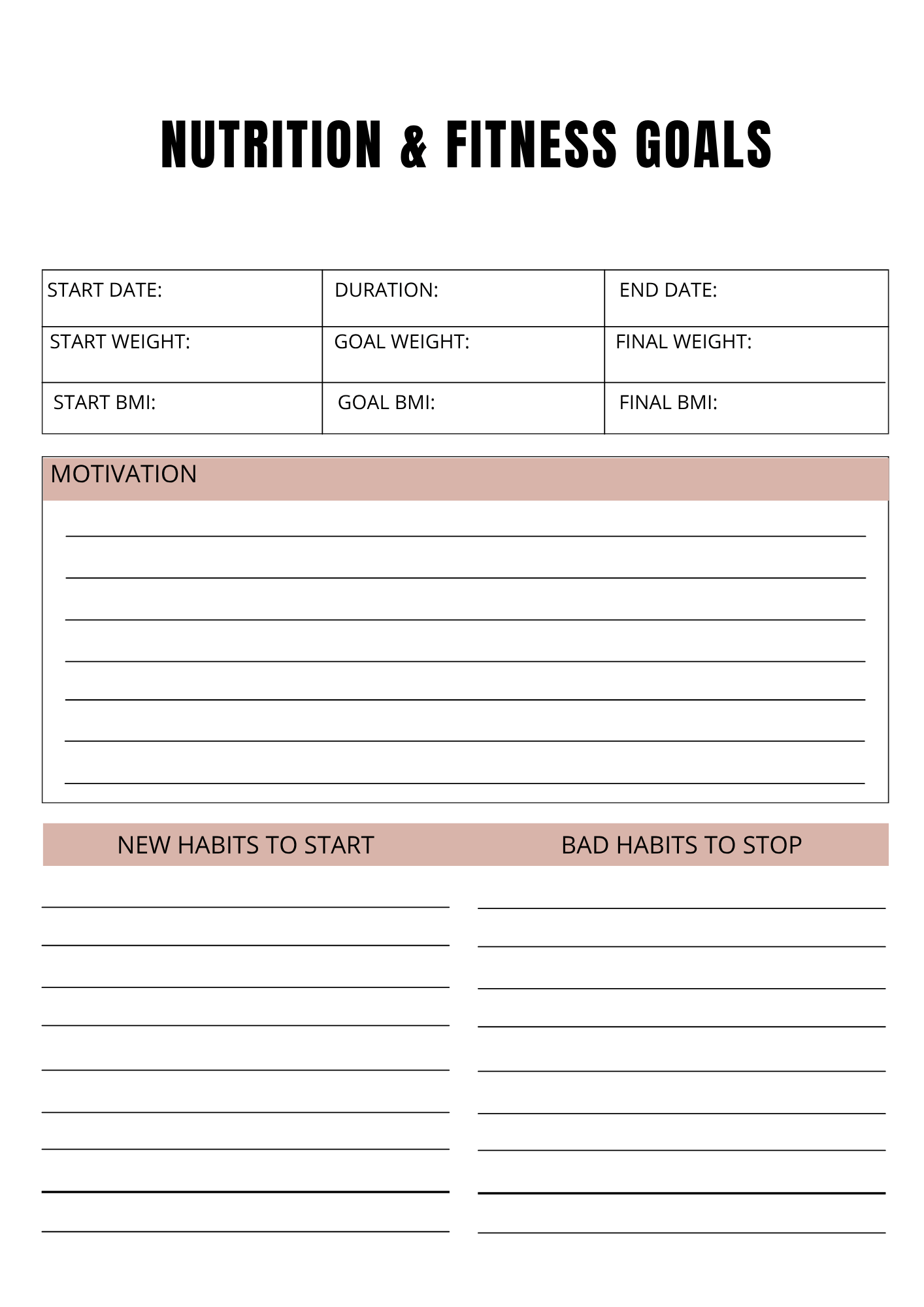 Planning Nutrition - Journal 66 pages - LADY BOSS TEMPLATES