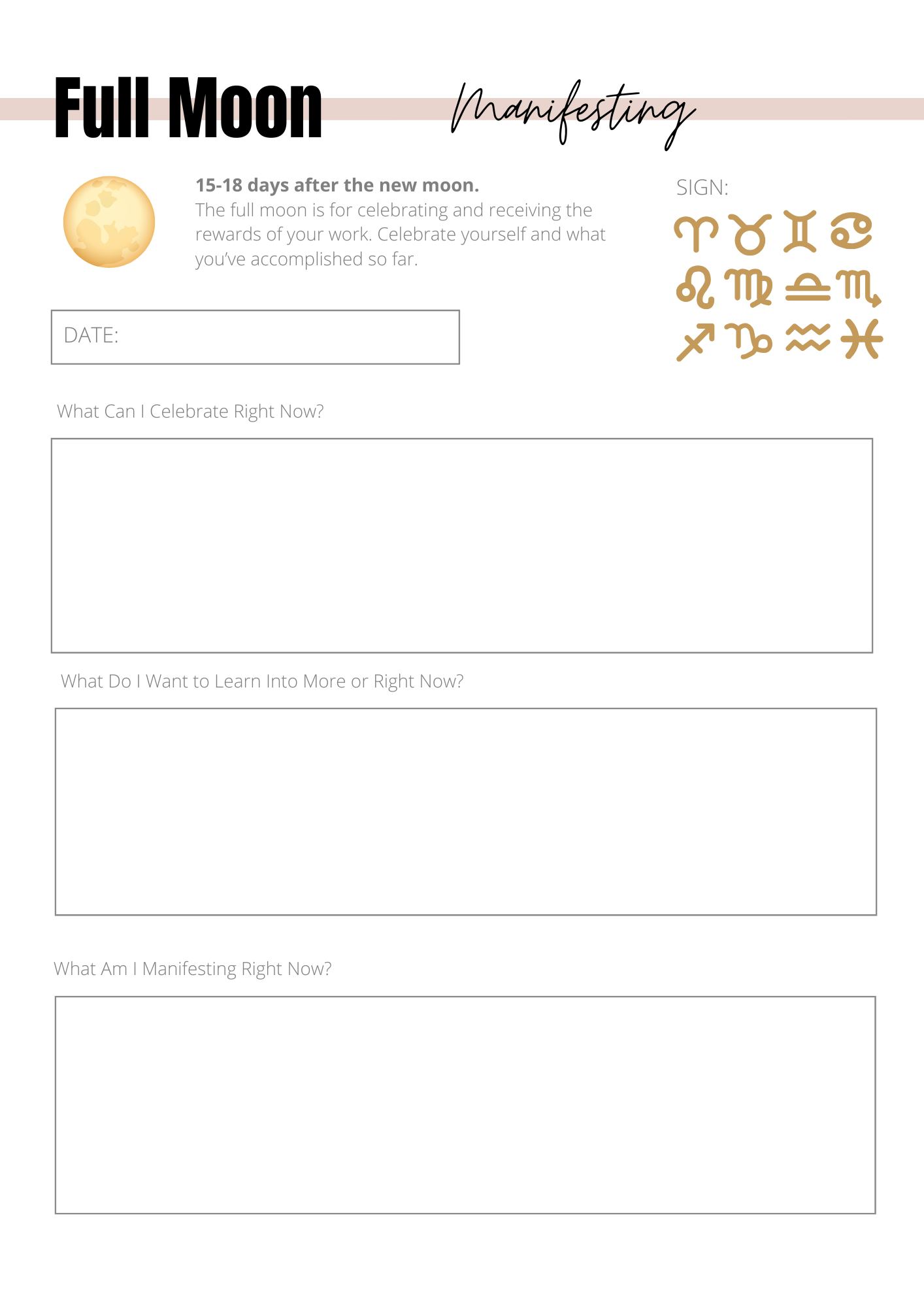 Planning Signe astrologique & Lune - Journal 23 pages - LADY BOSS TEMPLATES