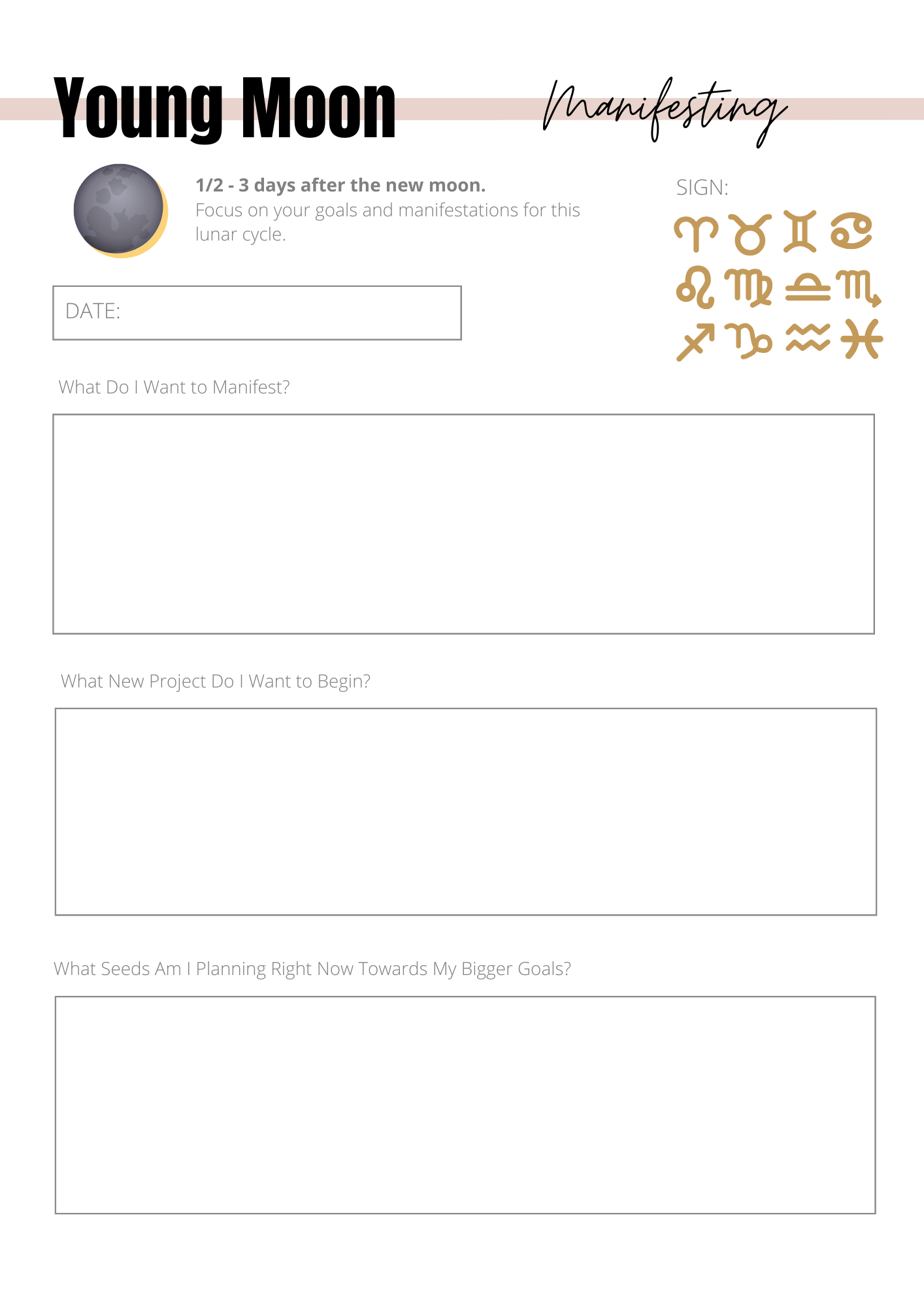 Planning Signe astrologique & Lune - Journal 23 pages - LADY BOSS TEMPLATES