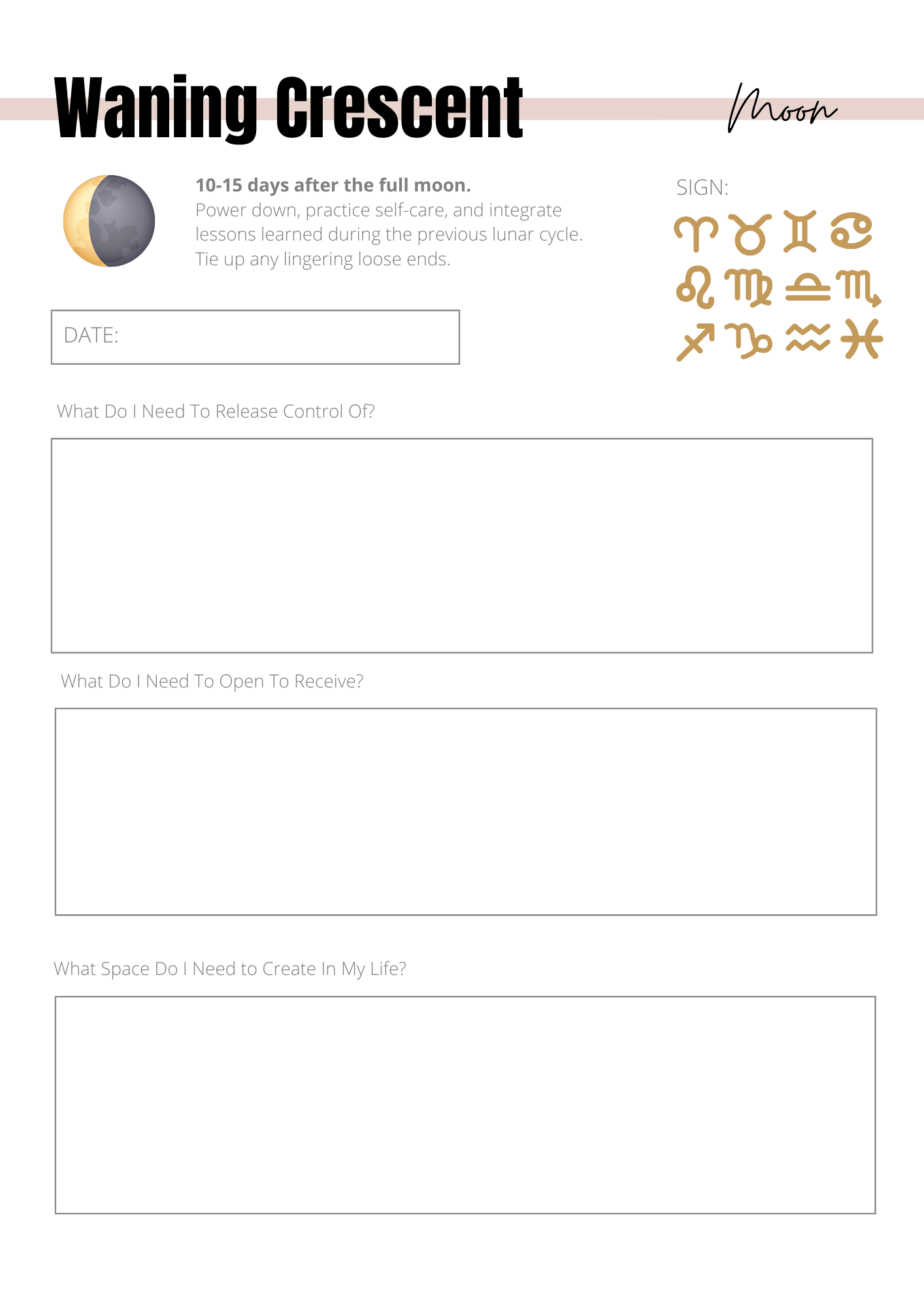 Planning Signe astrologique & Lune - Journal 23 pages - LADY BOSS TEMPLATES