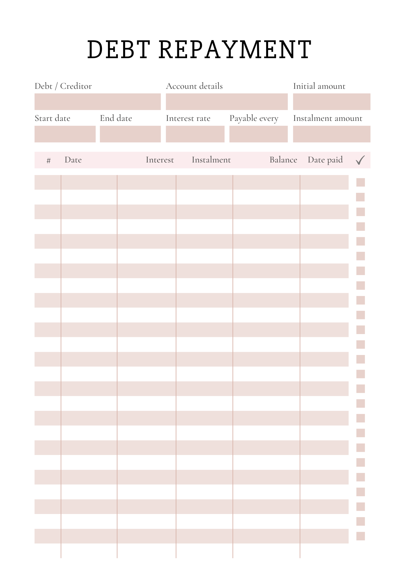 Suivi de dettes - 11 pages - LADY BOSS TEMPLATES